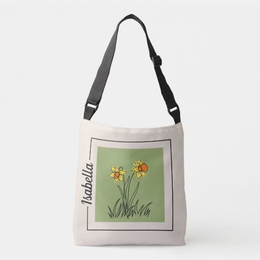 Daffodil Art Crossbody Bag Tragetaschen Mit Langen Trägern (Vorderseite)