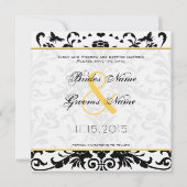 Daffodil Black Bubble Bee Damask Save the Date Einladung (Rückseite)