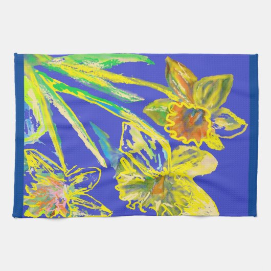 Daffodil Blume Blumenfrühling Wasserfarbe Tee Geschirrtuch (Horizontal)