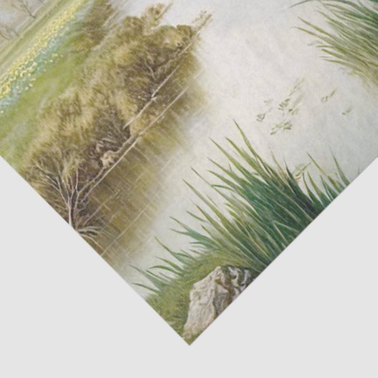 Daffodil Blume Rabbit Stream Frühlingsdekoupage Seidenpapier (Detail)