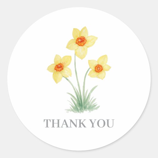 Daffodil-Blumenmalerei Danke Runder Aufkleber (Vorderseite)