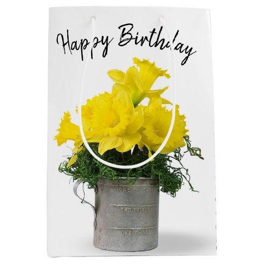 Daffodil Bouquet Birthday Mittlere Geschenktüte (Vorderseite)