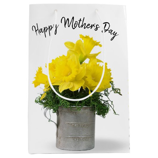 Daffodil Bouquet Muttertag Mittlere Geschenktüte (Vorderseite)