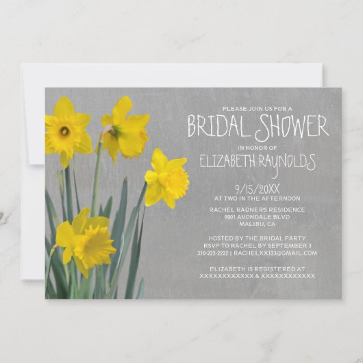Daffodil Bridal Dusche Einladungen (Vorderseite)