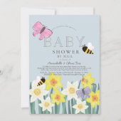 Daffodil Butterfly Bee Floral Baby Shooter by Mail Einladung (Vorderseite)