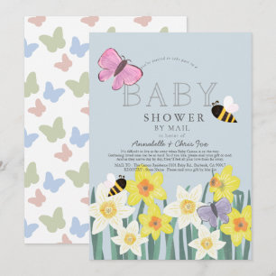 Daffodil Butterfly Bee Floral Baby Shooter by Mail Einladung