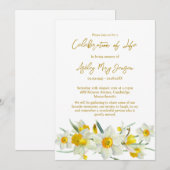 Daffodil Celebration of Life Funeral Einladung (Vorne/Hinten)