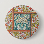 Daffodil chintz art nouveau Blume Wallpaper Button (Vorderseite)
