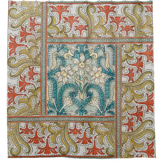 Daffodil chintz art nouveau Blume Wallpaper Duschvorhang (Vorderseite)