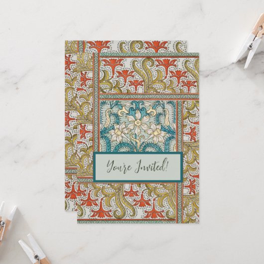 Daffodil chintz art nouveau Blume Wallpaper Einladung (Vorderseite/Rückseite Beispiel)