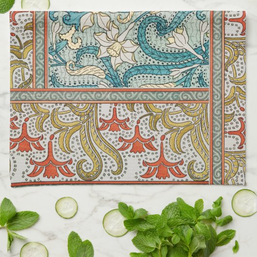 Daffodil chintz art nouveau Blume Wallpaper Geschirrtuch (Gefaltet)