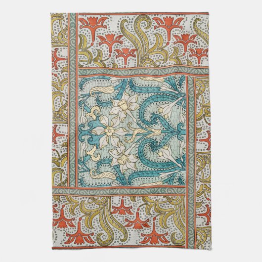 Daffodil chintz art nouveau Blume Wallpaper Geschirrtuch (Vertikal)