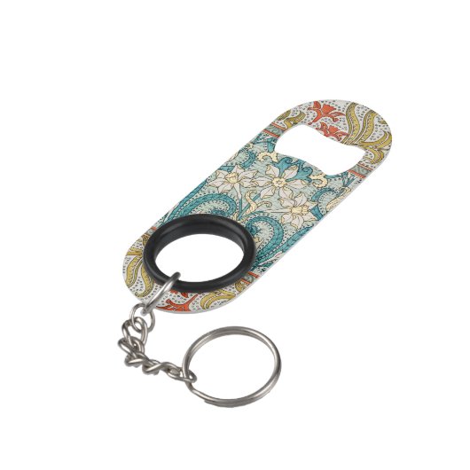 Daffodil chintz art nouveau Blume Wallpaper Mini Flaschenöffner (Rückseite Schrägansicht)