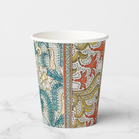 Daffodil chintz art nouveau Blume Wallpaper Pappbecher (Rückseite)