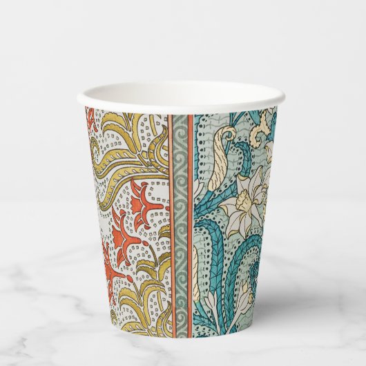 Daffodil chintz art nouveau Blume Wallpaper Pappbecher (Vorderseite)