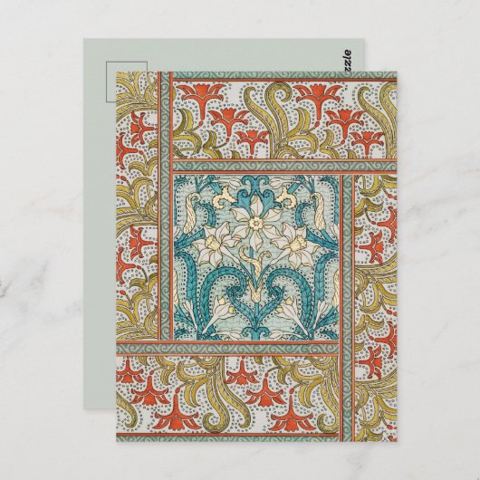 Daffodil chintz art nouveau Blume Wallpaper Postkarte (Vorne/Hinten)