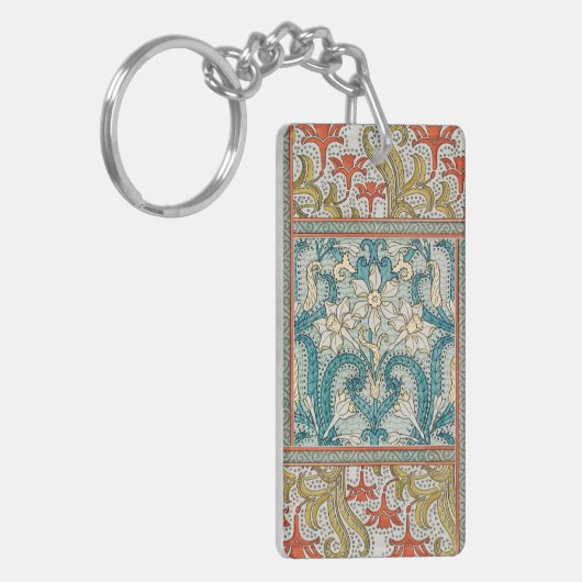 Daffodil chintz art nouveau Blume Wallpaper Schlüsselanhänger (Vorderseite links)