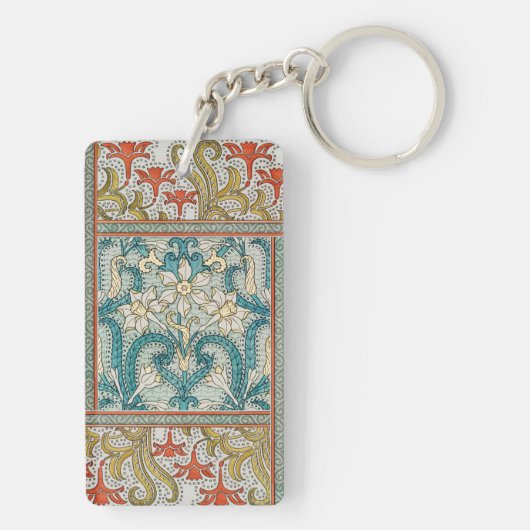 Daffodil chintz art nouveau Blume Wallpaper Schlüsselanhänger (Rückseite)