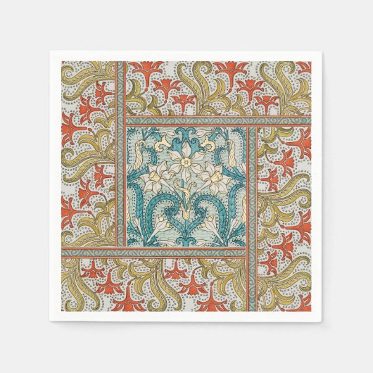 Daffodil chintz art nouveau Blume Wallpaper Serviette (Vorderseite)