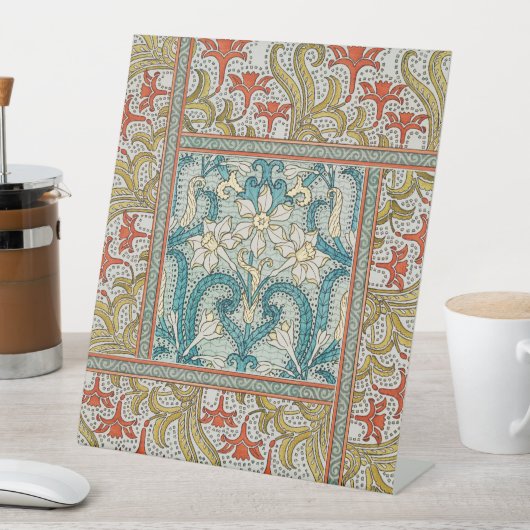 Daffodil chintz art nouveau Blume Wallpaper Sockelschild (In Situ)