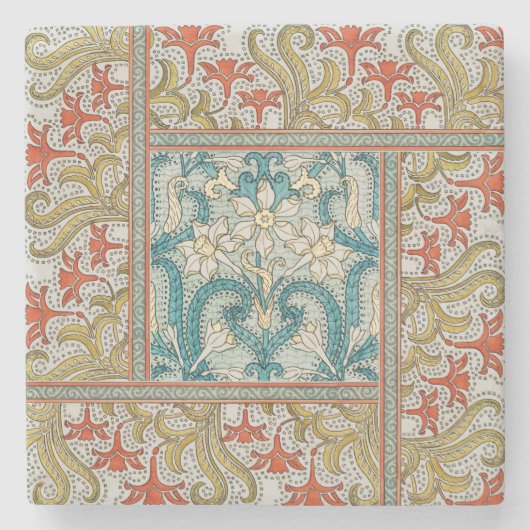 Daffodil chintz art nouveau Blume Wallpaper Steinuntersetzer (Vorderseite)