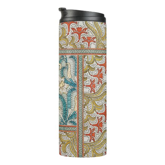 Daffodil chintz art nouveau Blume Wallpaper Thermosbecher (Nach rechts gedreht)