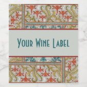 Daffodil chintz art nouveau Blume Wallpaper Weinetikett (Einzelnes Label)