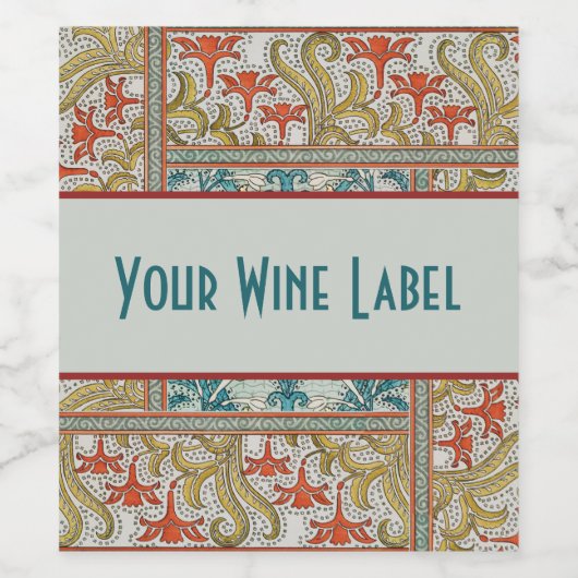 Daffodil chintz art nouveau Blume Wallpaper Weinetikett (Einzelnes Label)