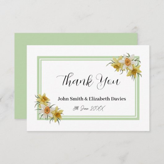 Daffodil Danke-Card Dankeskarte (Vorne/Hinten)