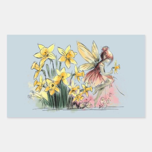 Daffodil Fairy Rechteckiger Aufkleber (Vorderseite)