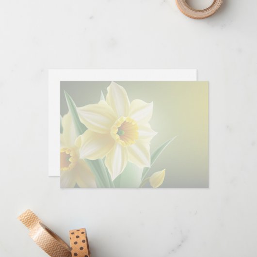 Daffodil Flat Note Card Mitteilungskarte (Vorderseite/Rückseite Beispiel)
