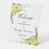 Daffodil Floral 21. Geburtstag Party Willkommen Sockelschild (Vorderseite)