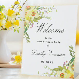 Daffodil Floral 60. Geburtstagsparty Willkommen Sockelschild