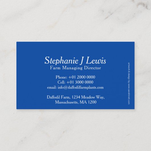 Daffodil flower farm plant suppliers business card visitenkarte (Rückseite)