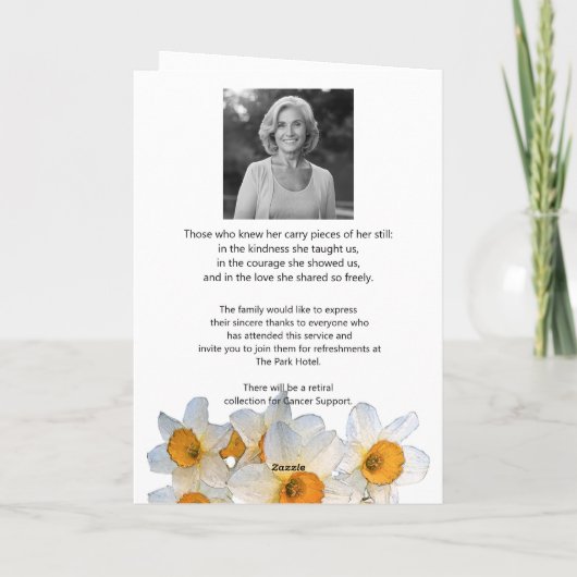  Daffodil Funeral Ceremony Program Card Dankeskarte (Rückseite)