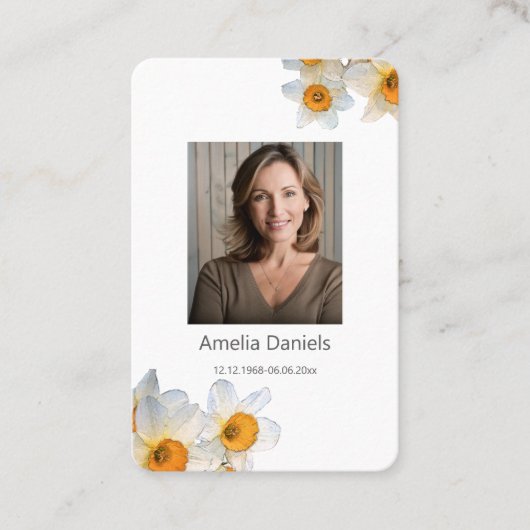 Daffodil Funeral Prayer Card  Visitenkarte (Vorderseite)