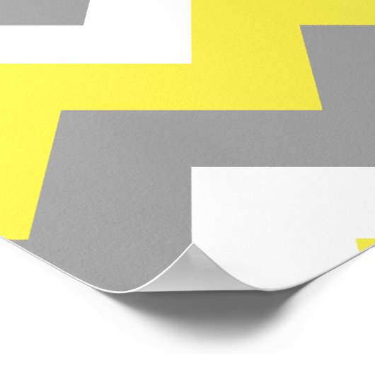 Daffodil Gray and White Zigzag 2 Poster (Ecke)