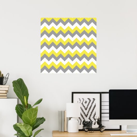 Daffodil Gray and White Zigzag 2 Poster (Heimbüro)