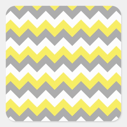 Daffodil Gray and White Zigzag 2 Quadratischer Aufkleber (Vorderseite)