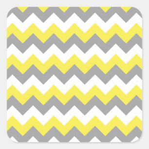 Daffodil Gray and White Zigzag 2 Quadratischer Aufkleber