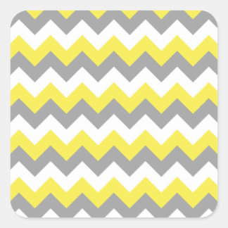 Daffodil Gray and White Zigzag 2 Quadratischer Aufkleber