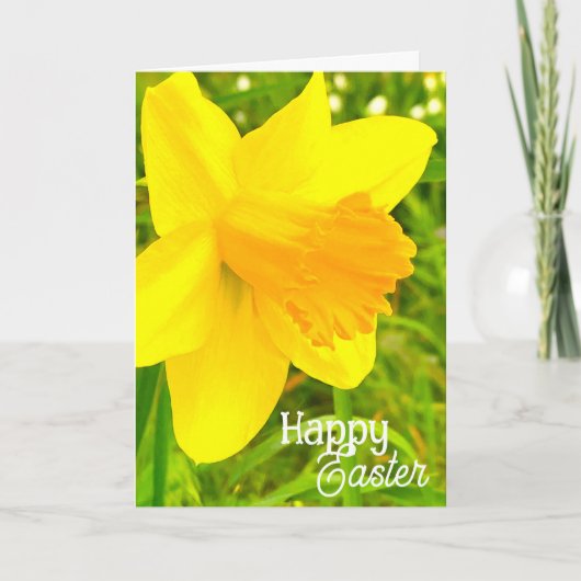 Daffodil "Happy Easter!" - Folded Greeting Card Karte (Vorderseite)