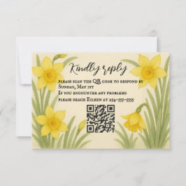 Daffodil Kiss QR Code RSVP Card Karte