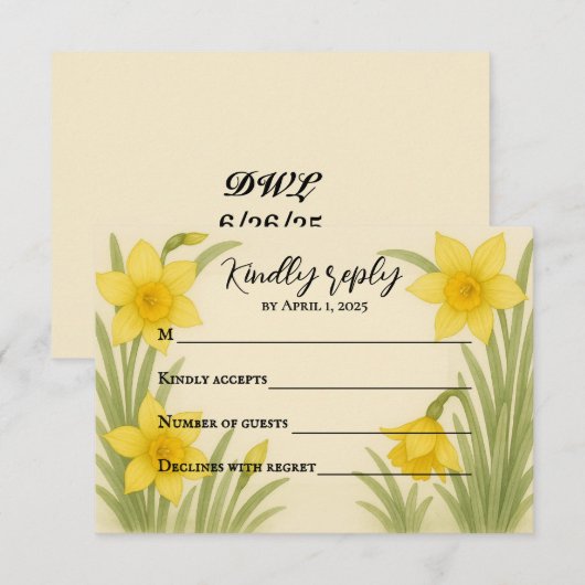 Daffodil Kiss RSVP Card Karte (Vorne/Hinten)
