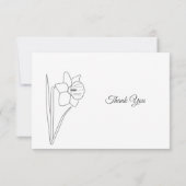 Daffodil Line Art Beerdigung Danke Note Card (Rückseite)