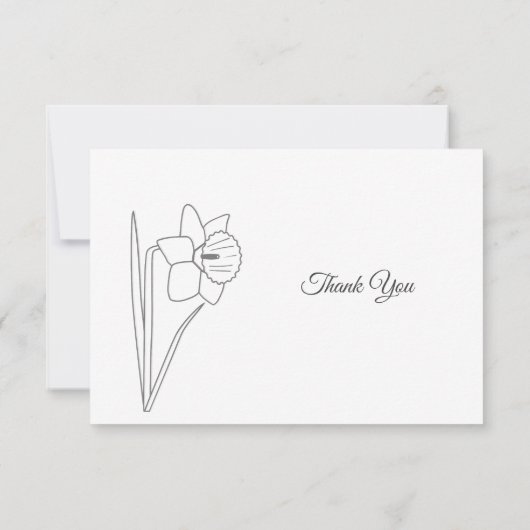 Daffodil Line Art Beerdigung Danke Note Card (Rückseite)