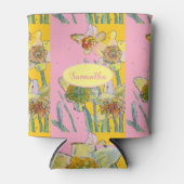 Daffodil-Malerei Wasserfarbe Gelb Rosa Blütenfarbe Dosenkühler (Vorderseite)