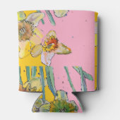 Daffodil-Malerei Wasserfarbe Gelb Rosa Blütenfarbe Dosenkühler (Rückseite)