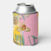 Daffodil-Malerei Wasserfarbe Gelb Rosa Blütenfarbe Dosenkühler (Kanne Rückseite)