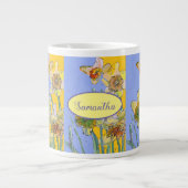 Daffodil-Malerei Wasserfarben Gelb Lila Blüte Jumbo-Tasse (Vorderseite)